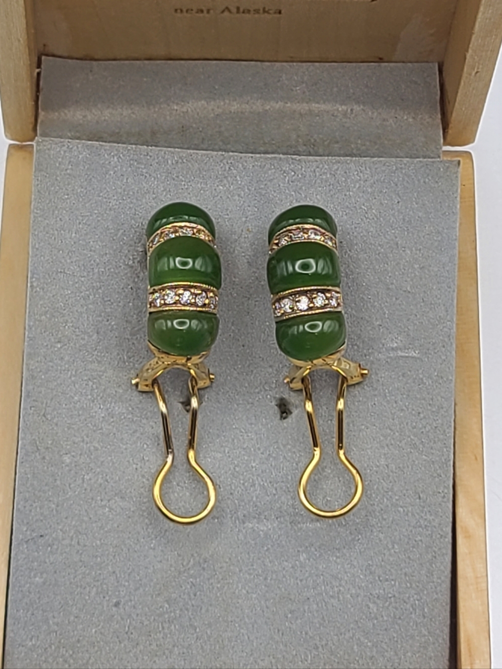 Jade 925 Gold-Tone Crystal Accent Hoop Drop Earrings